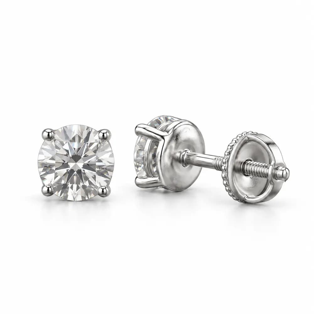 4mm Round Moissanite Stud Earrings